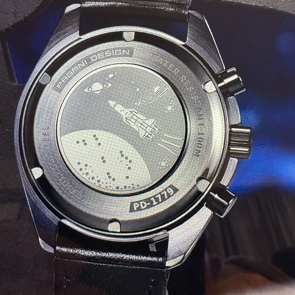 Pagani Design Black and Blue Chronograph Men’s Quartz Watch - Picture 3 of 11